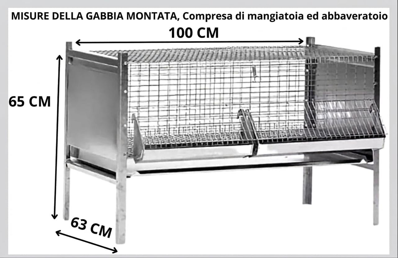 Gabbia Per Pulcini In Rete Di Acciaio Zincato + Abbeveratoio portabottigli per pulcini