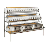 Gabbia a 3 piani per 3 conigli fattrici e 32 ingrasso da 200 cm – Completa di nidi, abbeveratoi e mangiatoie