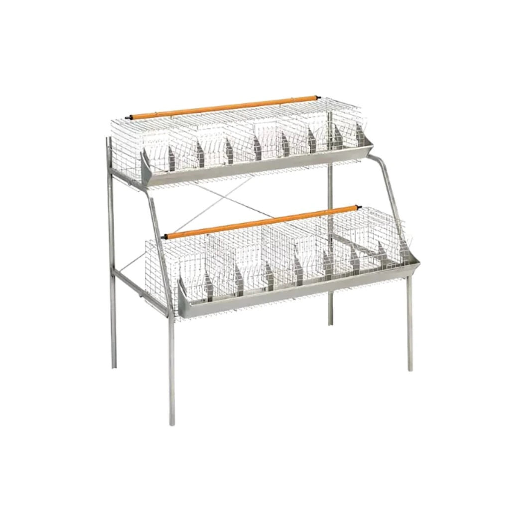 Gabbia a 2 piani per conigli ingrasso da 120 cm – Completa di abbeveratoi e mangiatoie