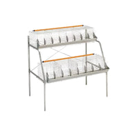 Gabbia a 2 piani per conigli ingrasso da 120 cm – Completa di abbeveratoi e mangiatoie