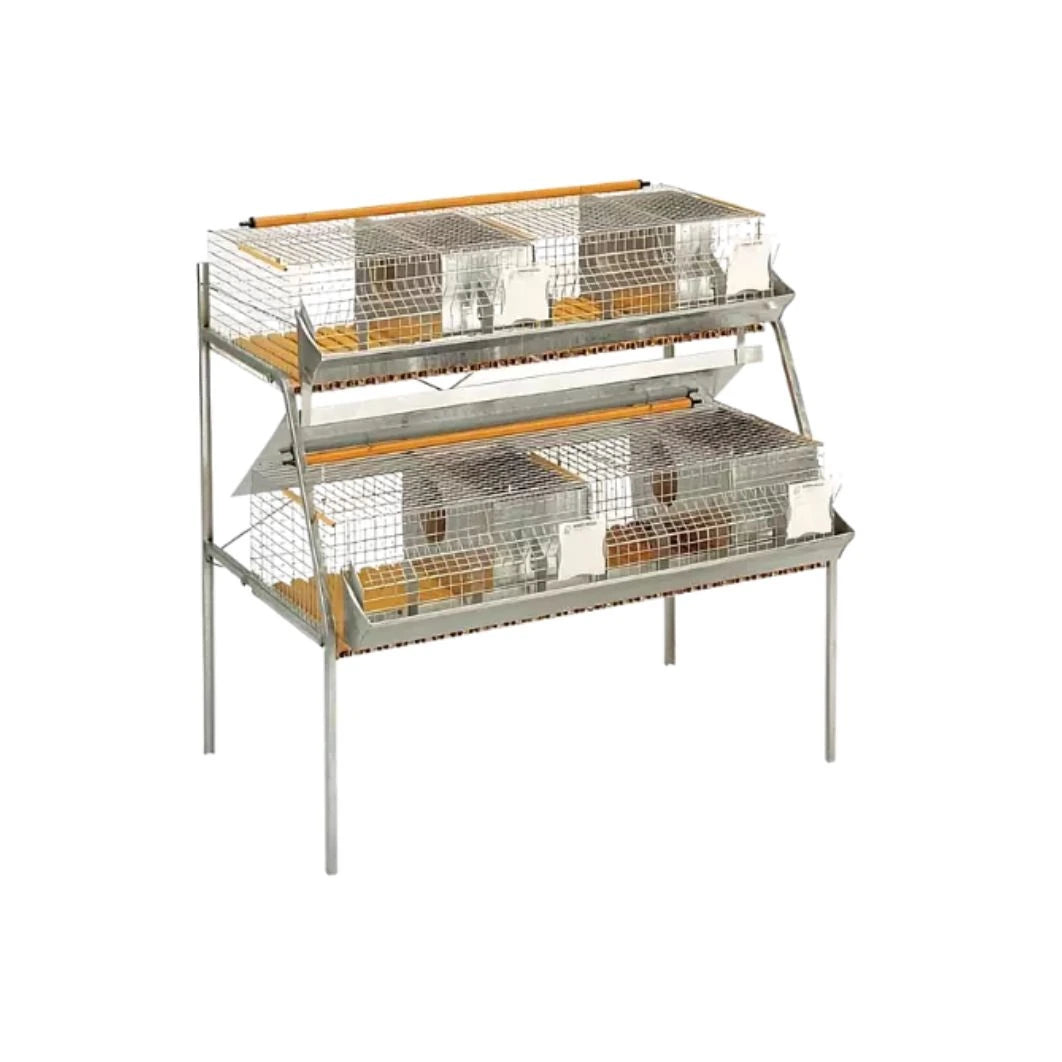 Gabbia a 2 piani per conigli fattrici da 120 cm – Completa di abbeveratoi e mangiatoie